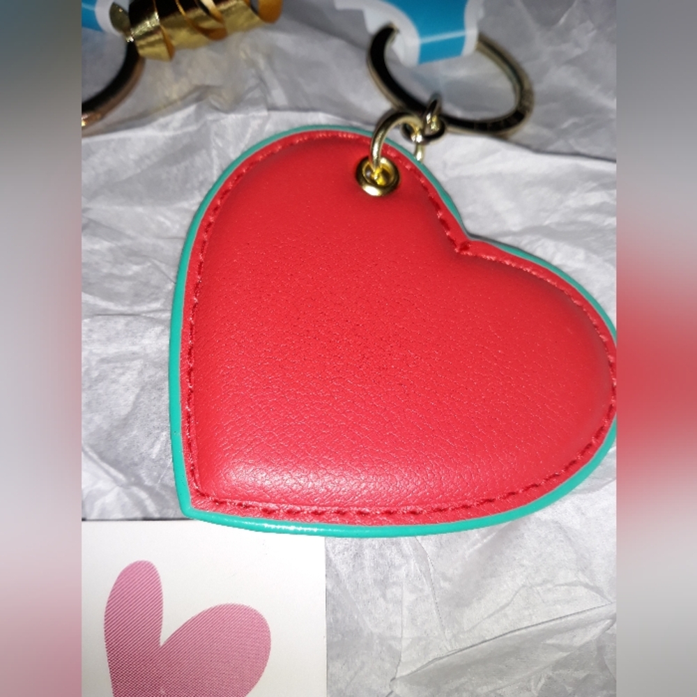 NEW OLD NAVY extra large Red leather Heart Keychain NEW NWT